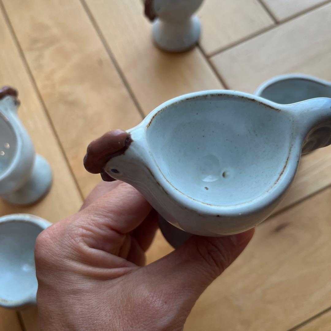 リサ　ラーソン　置物　ニワトリ　親子　エッグカップ　セット　バターケース