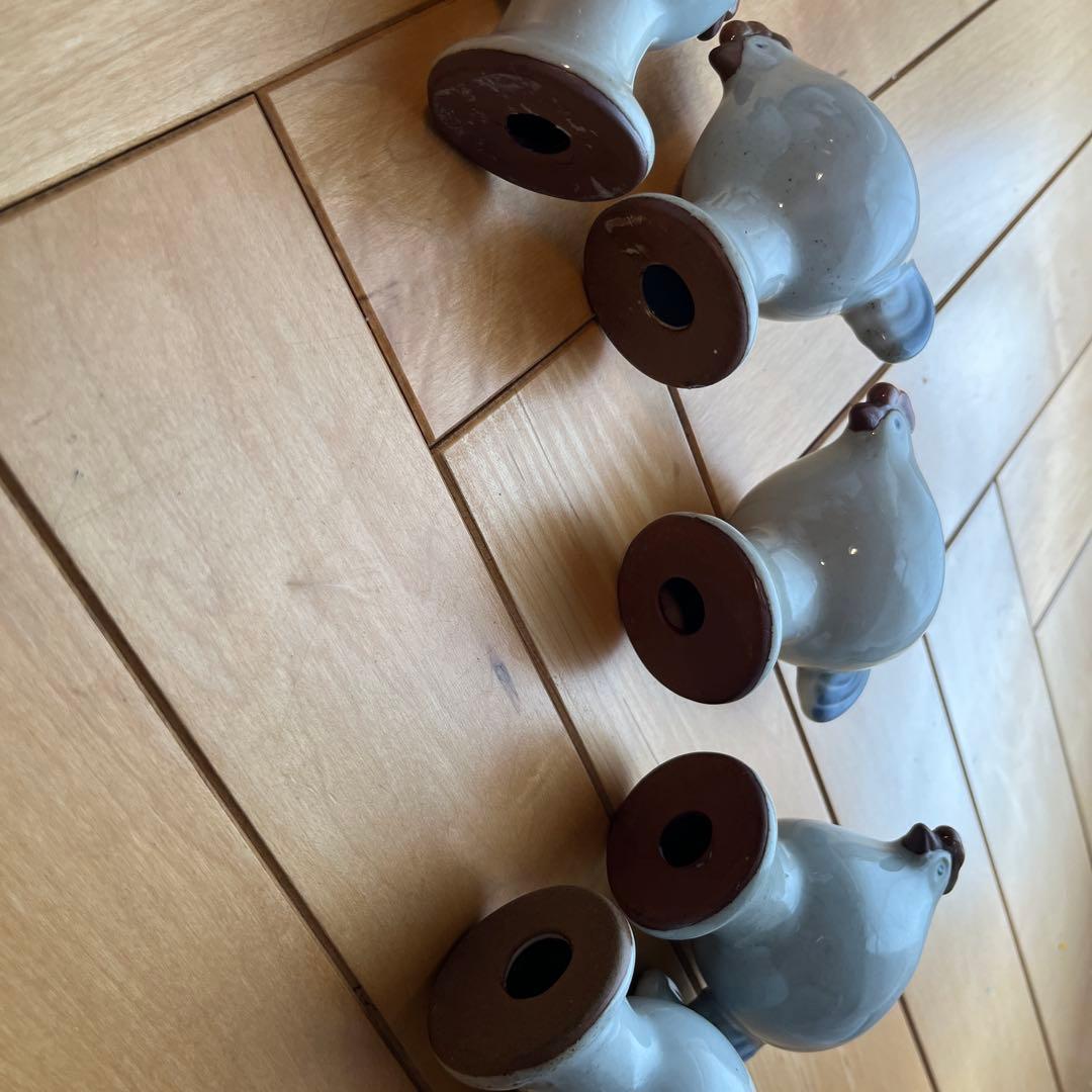 リサ　ラーソン　置物　ニワトリ　親子　エッグカップ　セット　バターケース