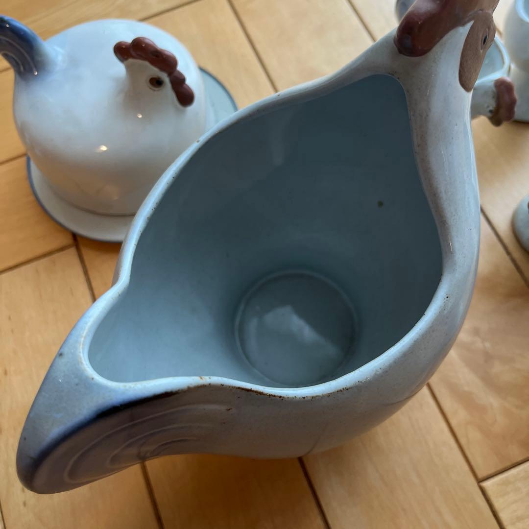 リサ　ラーソン　置物　ニワトリ　親子　エッグカップ　セット　バターケース