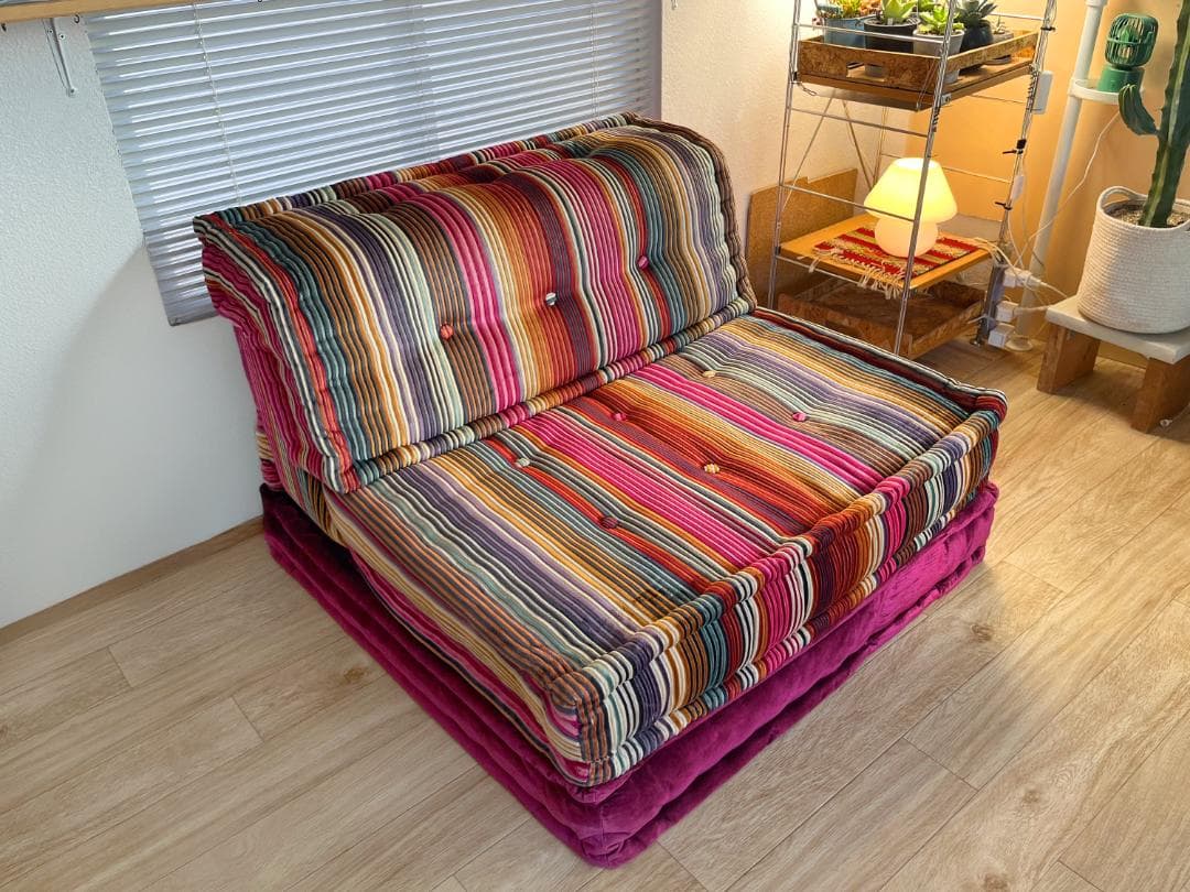 ロッシュボボア ソファ2点セット ミッソーニ生地 × マゼンダ座面下