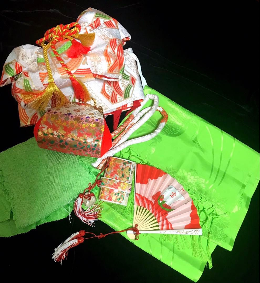 七五三7歳フルセット　サーモンオレンジ　牡丹　おしどり　祝い花❤️