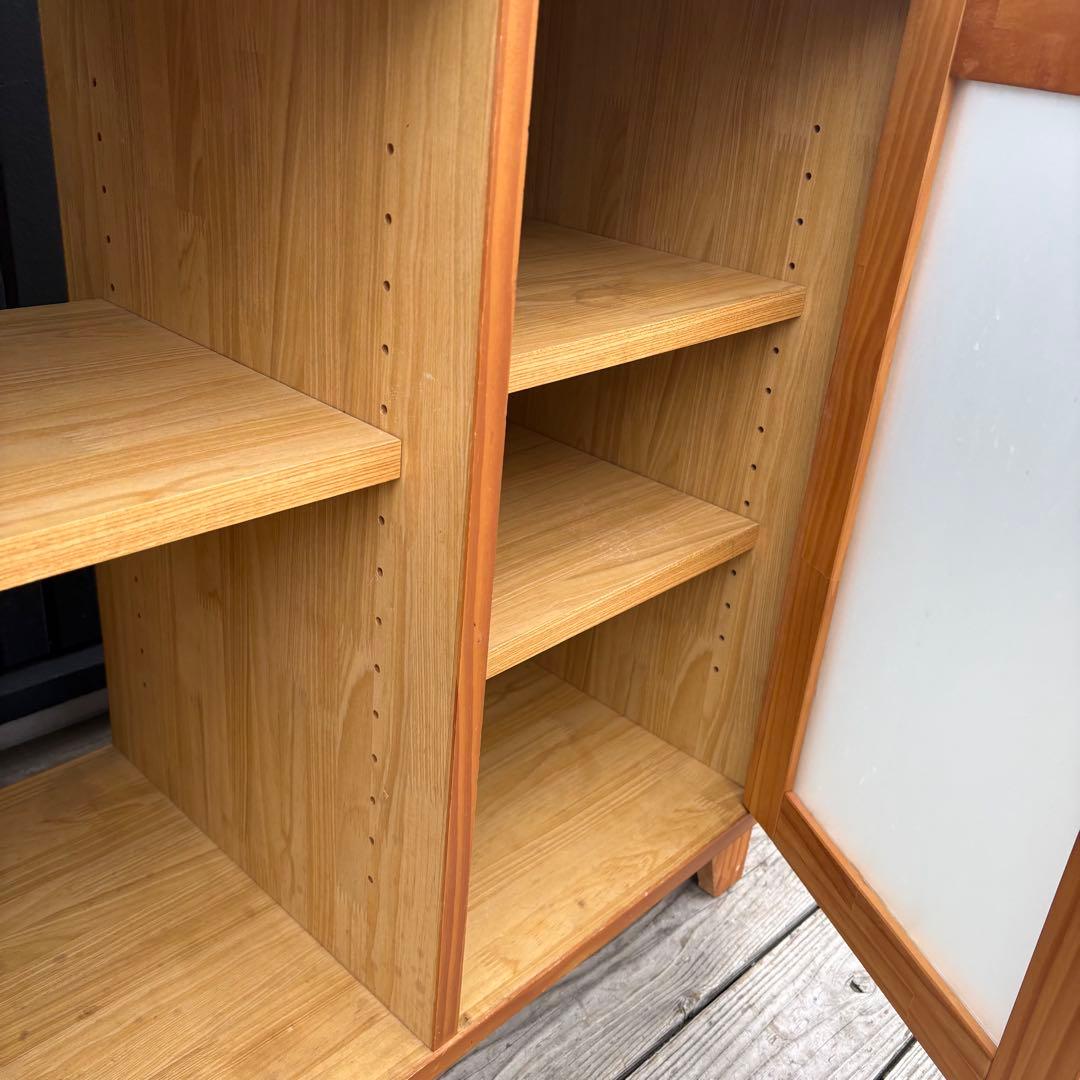 北欧レトロ 脇木工 カウンターテーブル 両面開き タイル天板 収納棚付き 食器棚