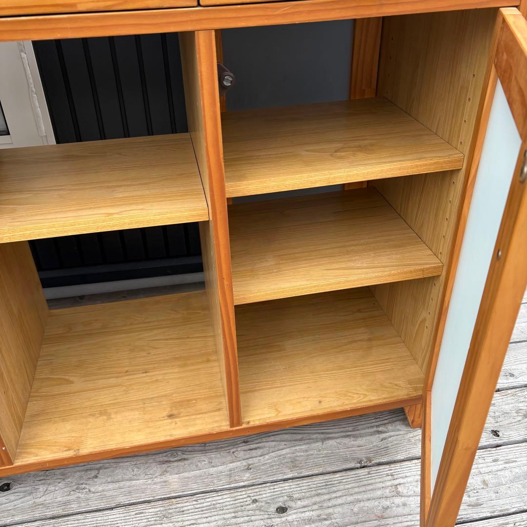 北欧レトロ 脇木工 カウンターテーブル 両面開き タイル天板 収納棚付き 食器棚