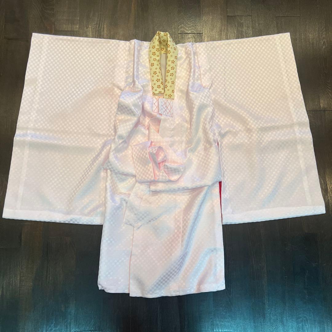 アンティーク 七五三 三歳〜五歳 着物 被布 フルセット しだれ桜 折鶴 付け襟