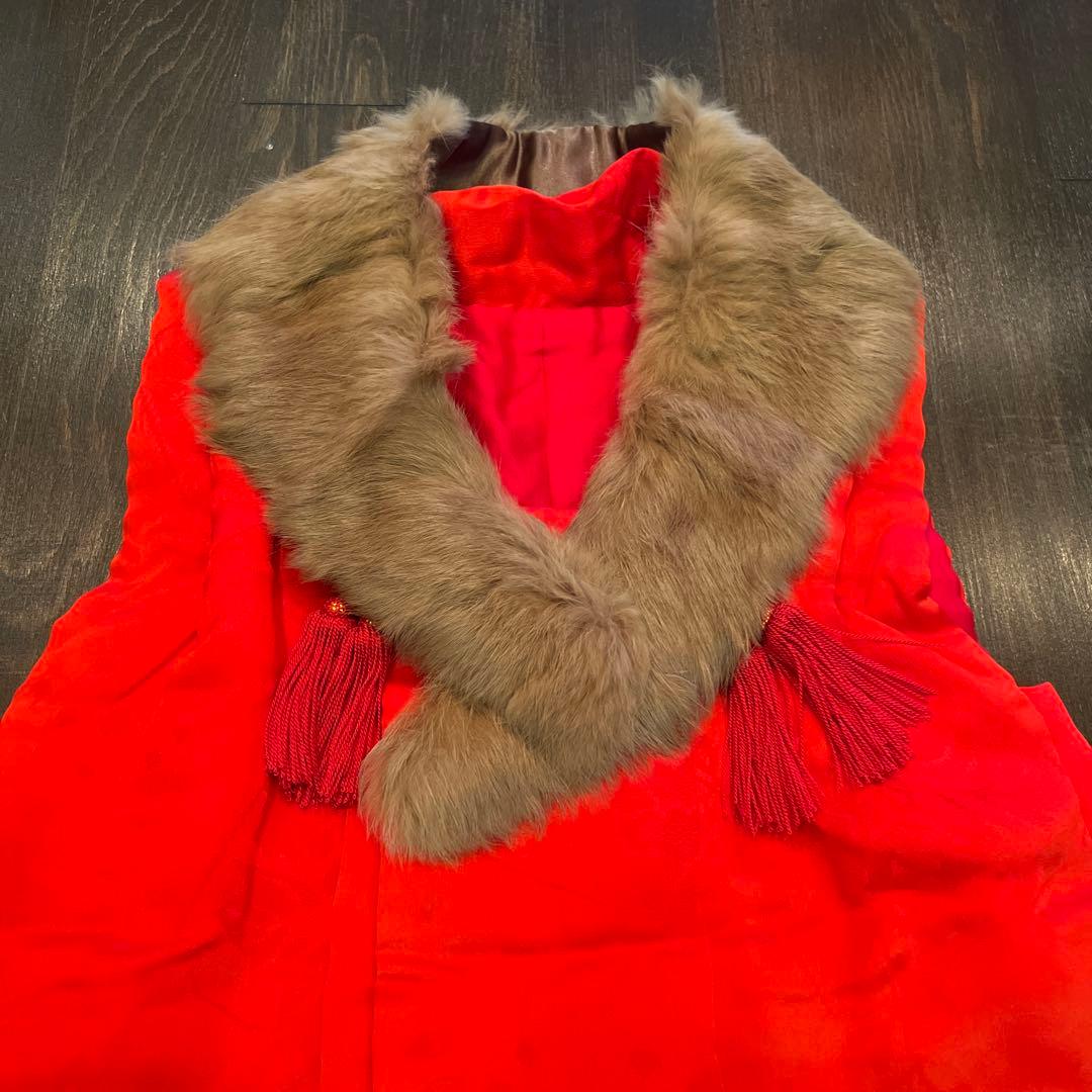 アンティーク 七五三 三歳〜五歳 着物 被布 フルセット しだれ桜 折鶴 付け襟