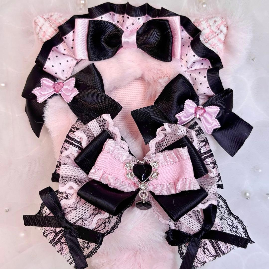 10cm ちびぐるみ ぬい服 着ぐるみ 黒ピンク 猫耳 推しぬい #28 - メルカリ