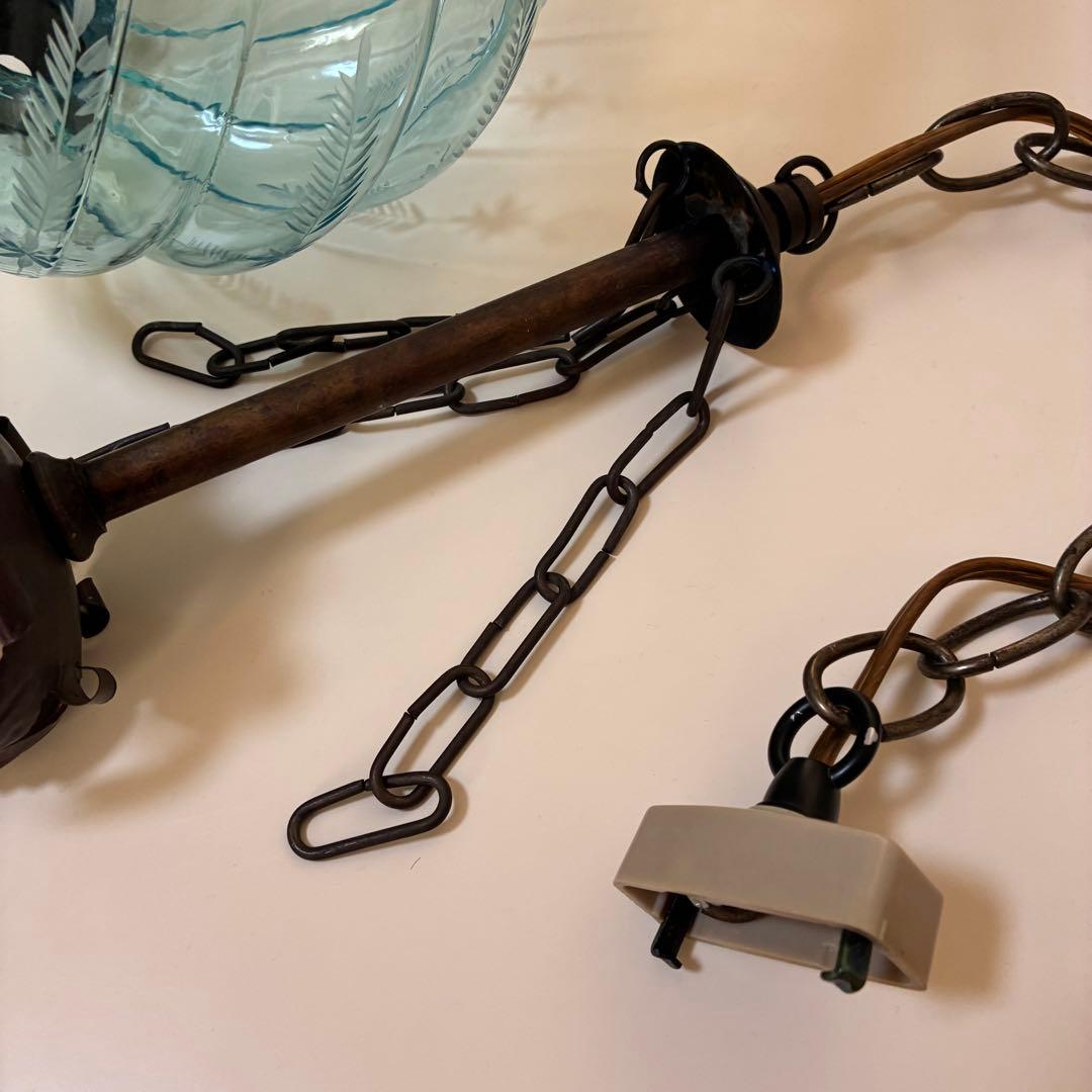 ヴィンテージ レトロ アンティーク ガラス ペンダントランプ 照明