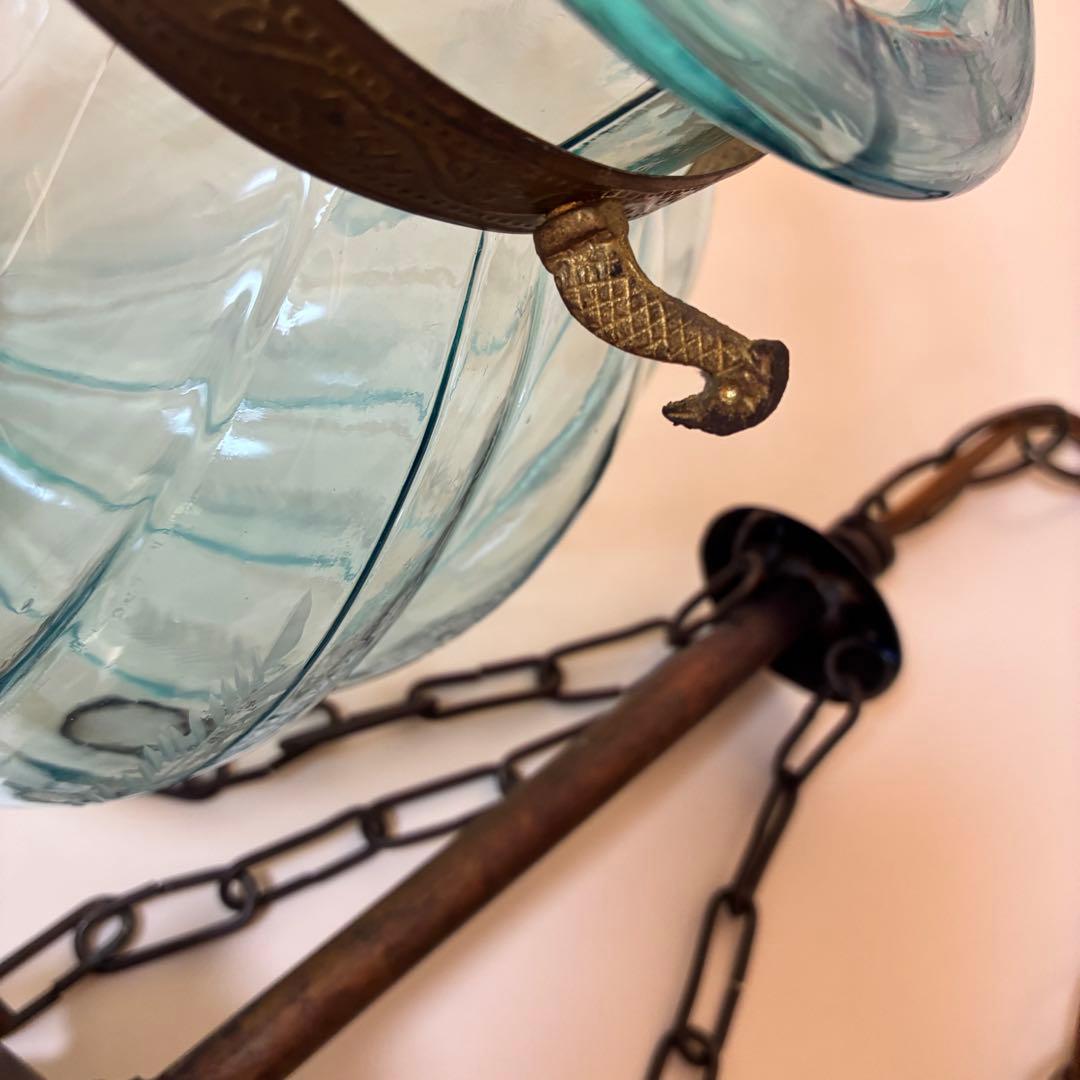 ヴィンテージ レトロ アンティーク ガラス ペンダントランプ 照明