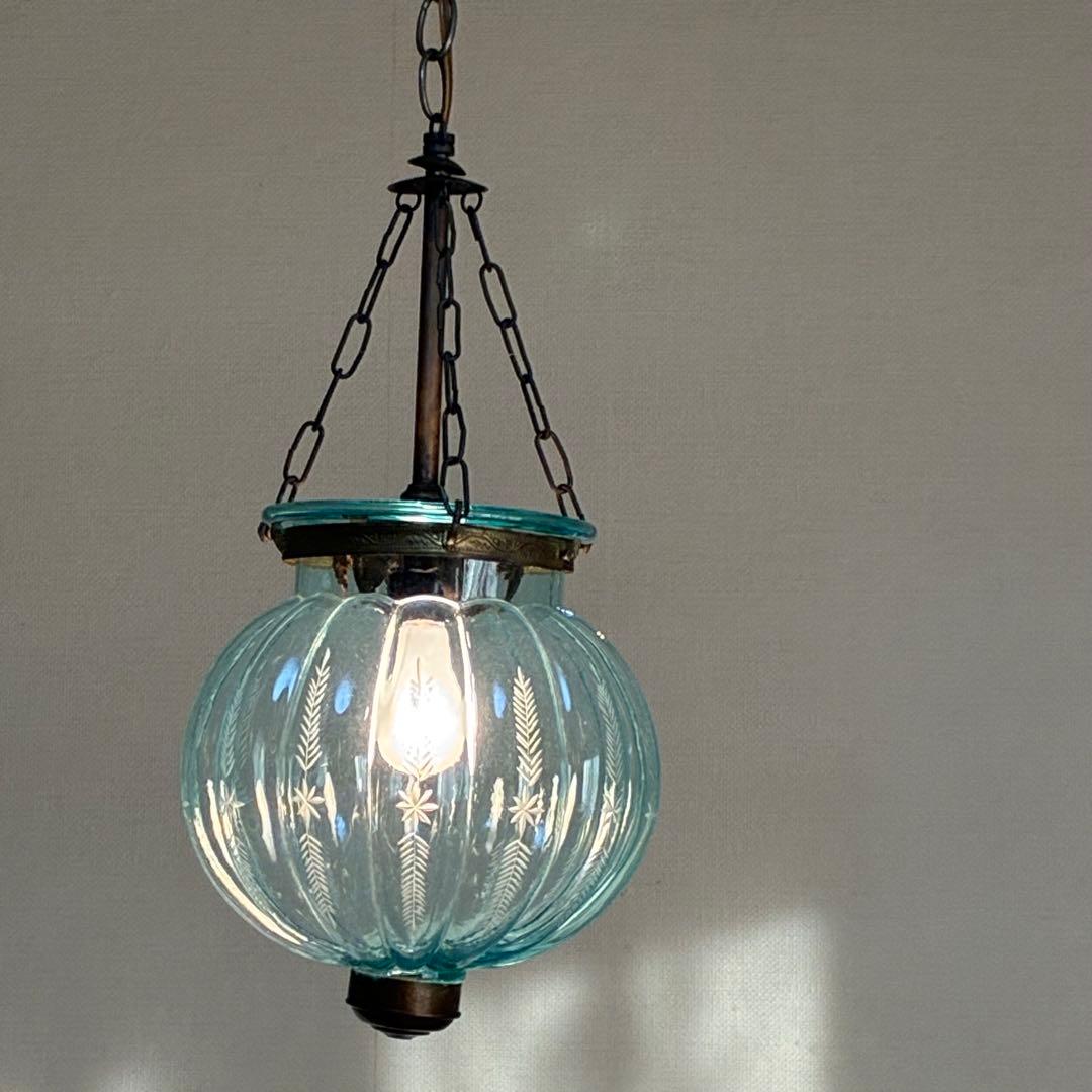 ヴィンテージ レトロ アンティーク ガラス ペンダントランプ 照明