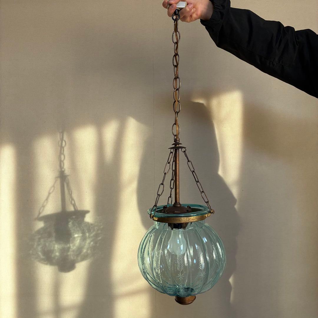 ヴィンテージ レトロ アンティーク ガラス ペンダントランプ 照明