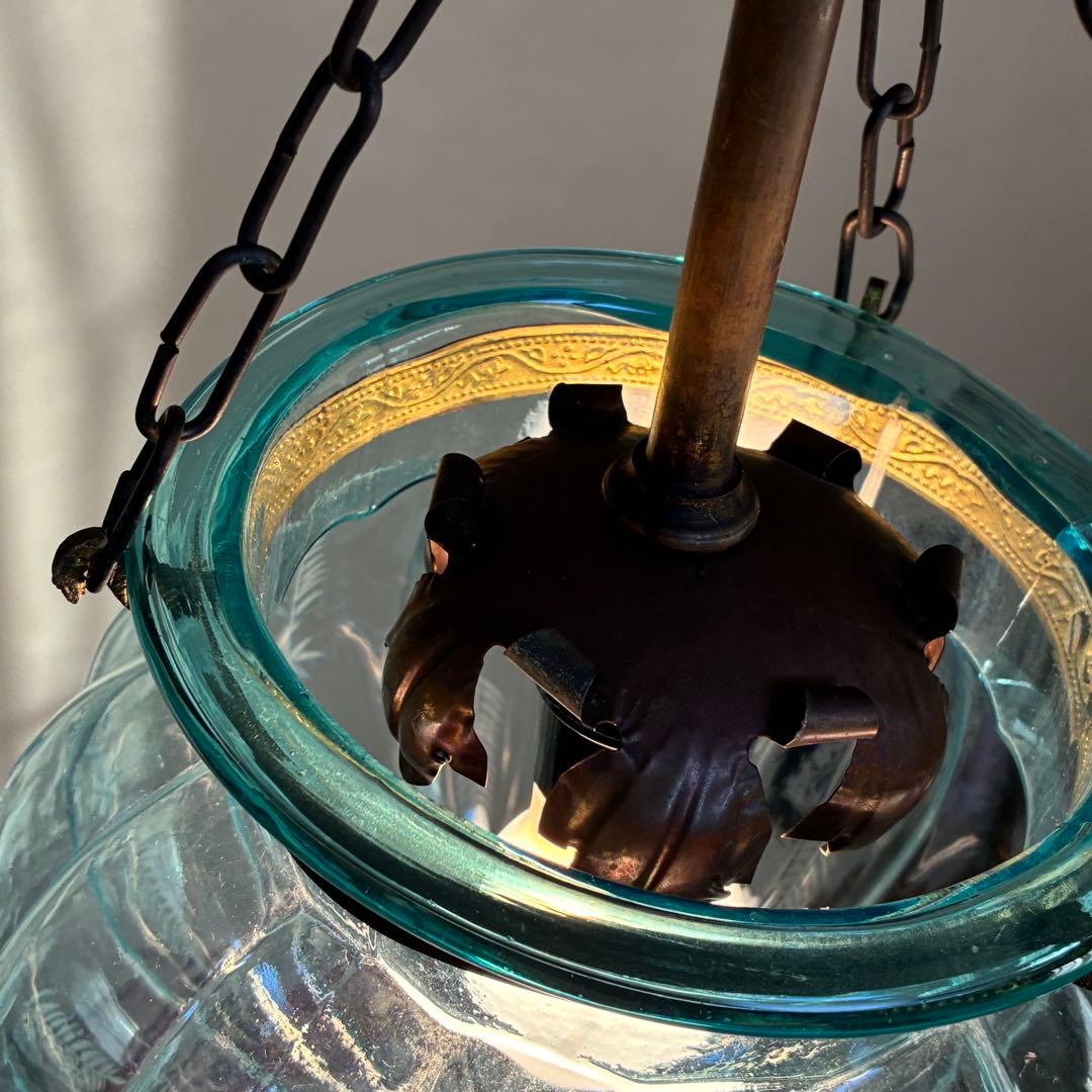 ヴィンテージ レトロ アンティーク ガラス ペンダントランプ 照明