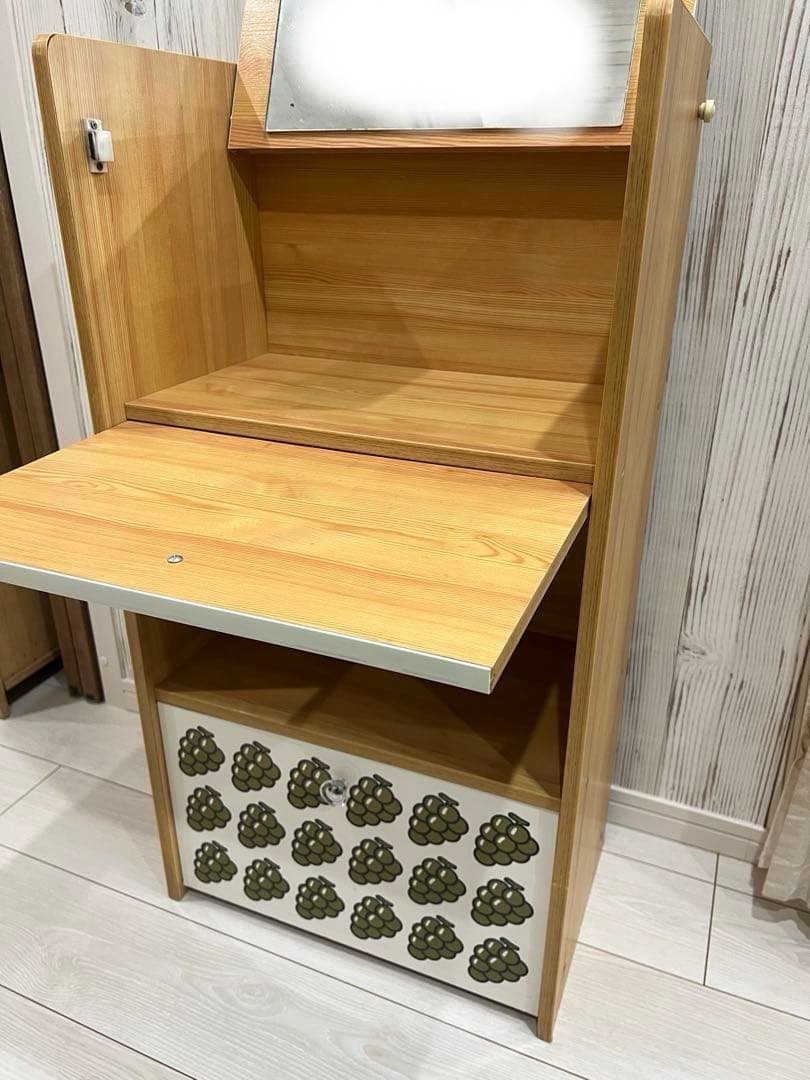 最終お値下げ❌レトロポップ 昭和レトロ お化粧台 ぶどうデザイン 鏡付き