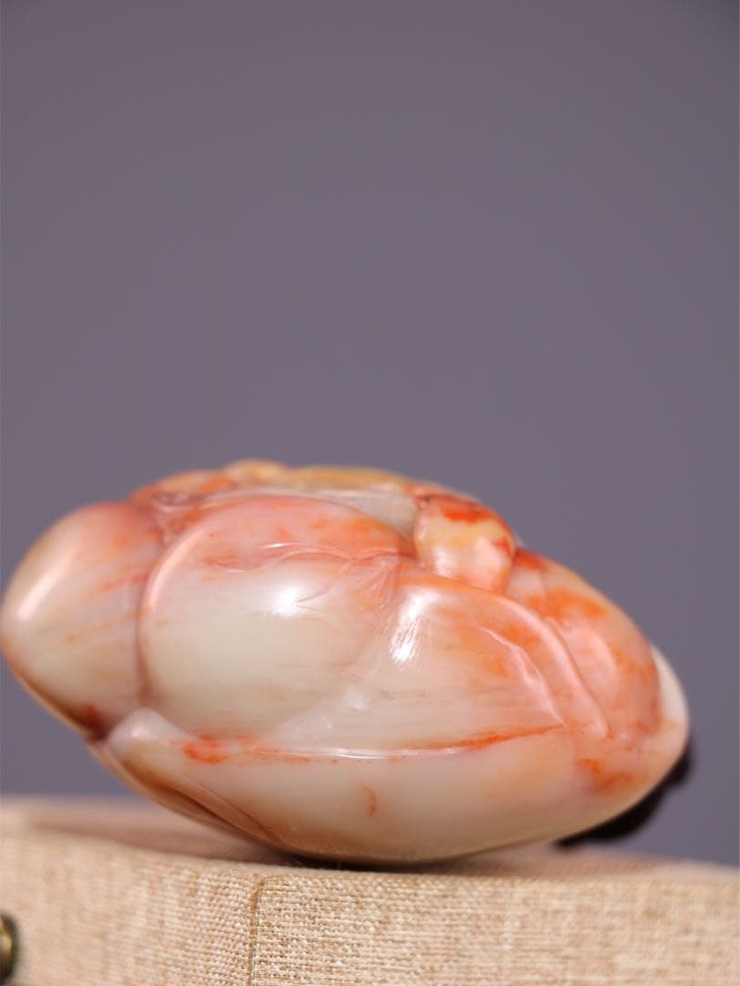 旧蔵天然寿山石 手彫り置物【寿星公】長寿仏　お守り　開運　芙蓉石使用 精巧彫刻