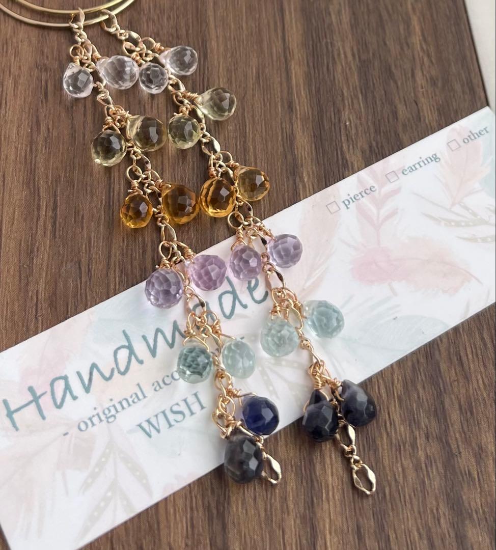 値下げ個性溢れるカラフルロングピアスチャーム 7種ドロップカット