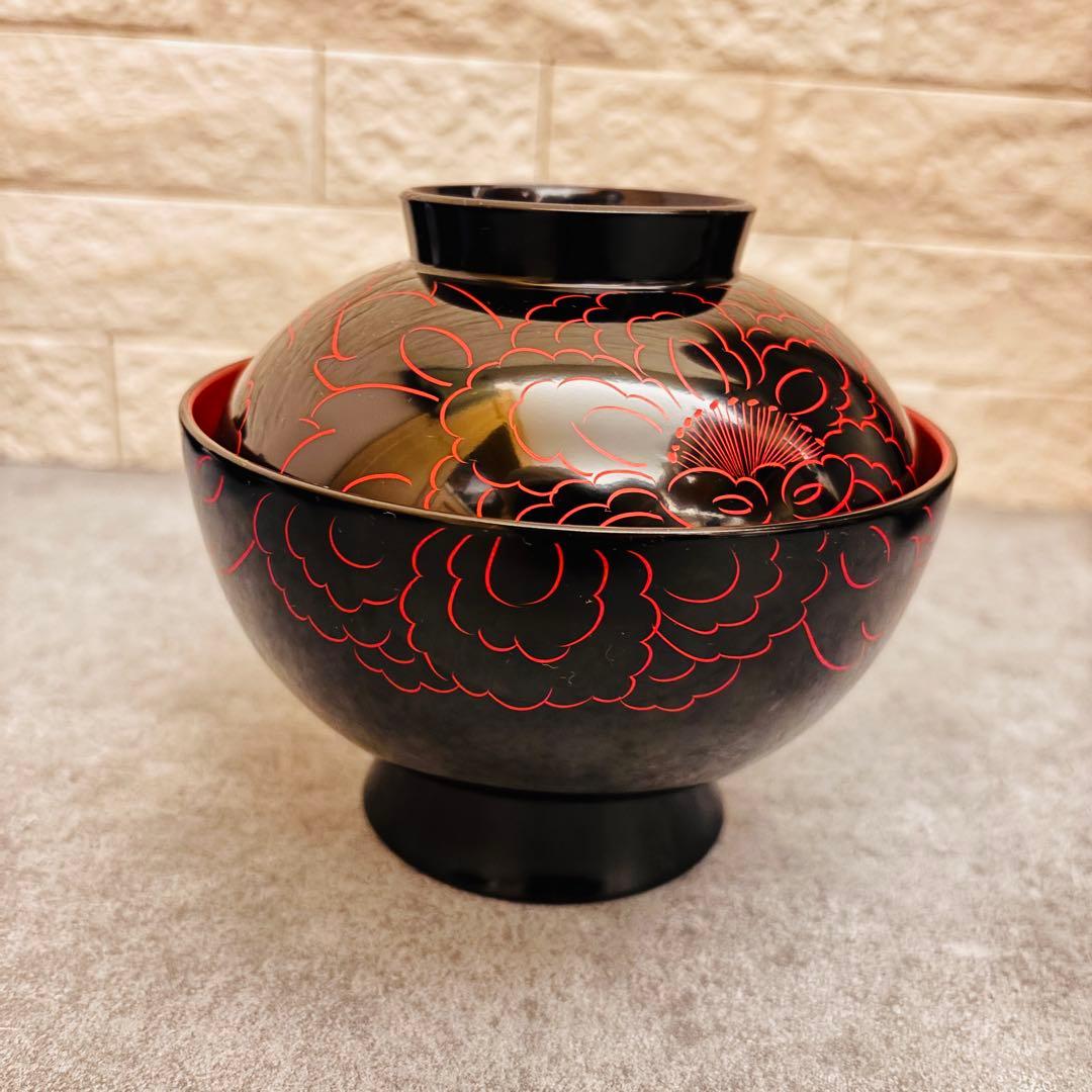 美品 越前塗 お椀 6客セット 蓋付き 汁椀 漆器 和食器 お雑煮 お茶事 節分