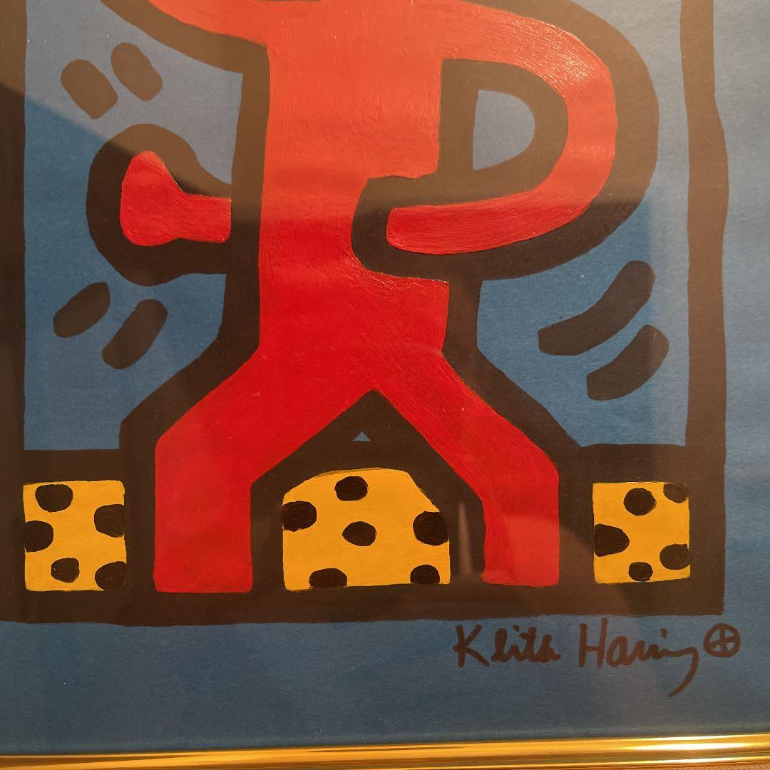 キース・ヘリング・ペン画　肉笔 手描き《成長》表サイン