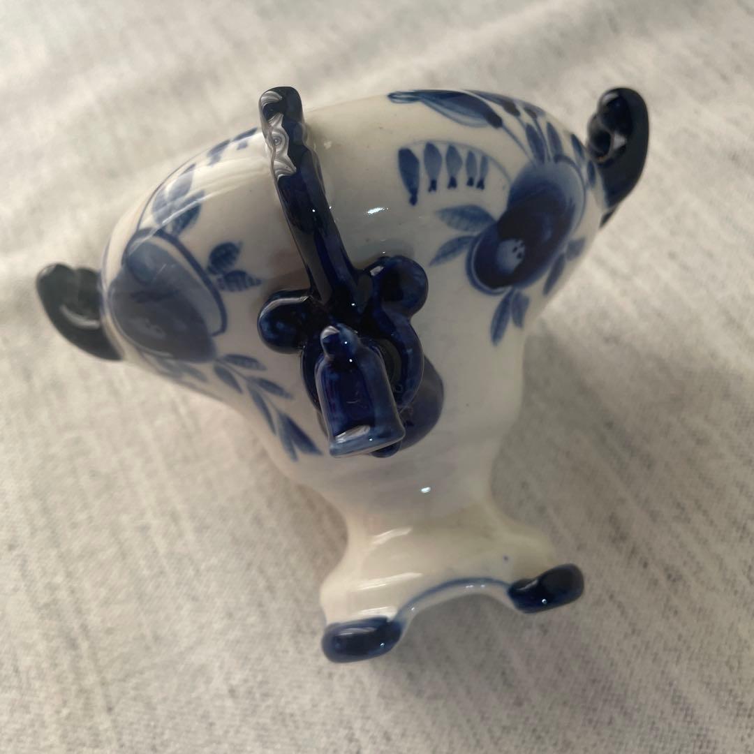 値下げ】ロシア グジェリ焼き 陶器 サモワール ティーポット ブルー