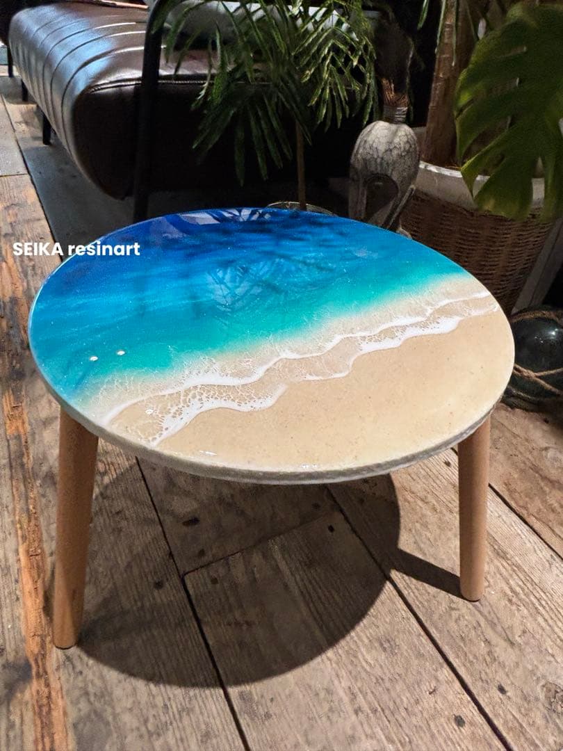 レジンアート レジンテーブル ミニテーブル 海レジン オーシャンアート