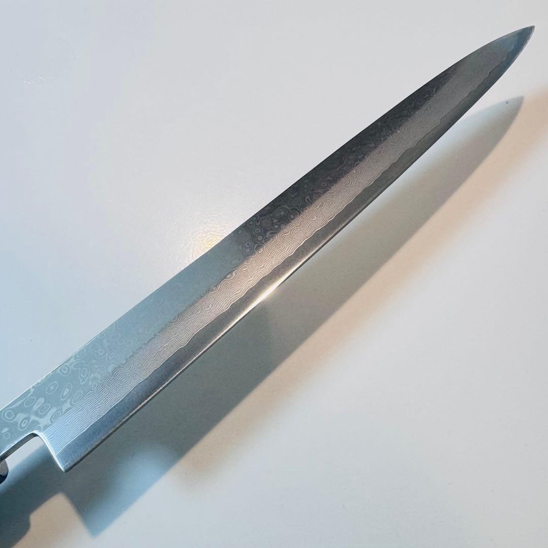 270mm ダマスカス　墨流し　柳刃包丁 天然木八角柄 鏡面仕上げ 刺身用