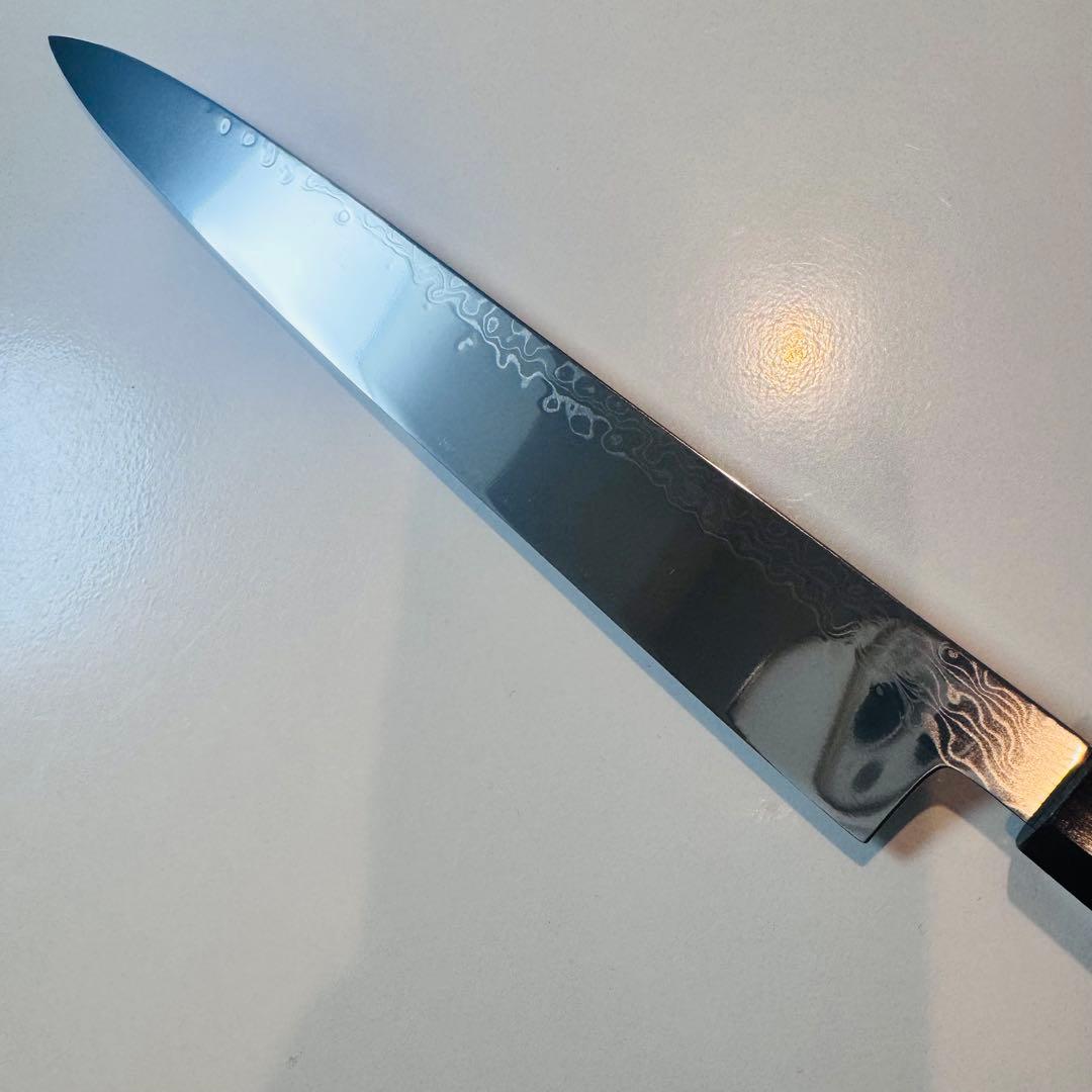 270mm ダマスカス　墨流し　柳刃包丁 天然木八角柄 鏡面仕上げ 刺身用