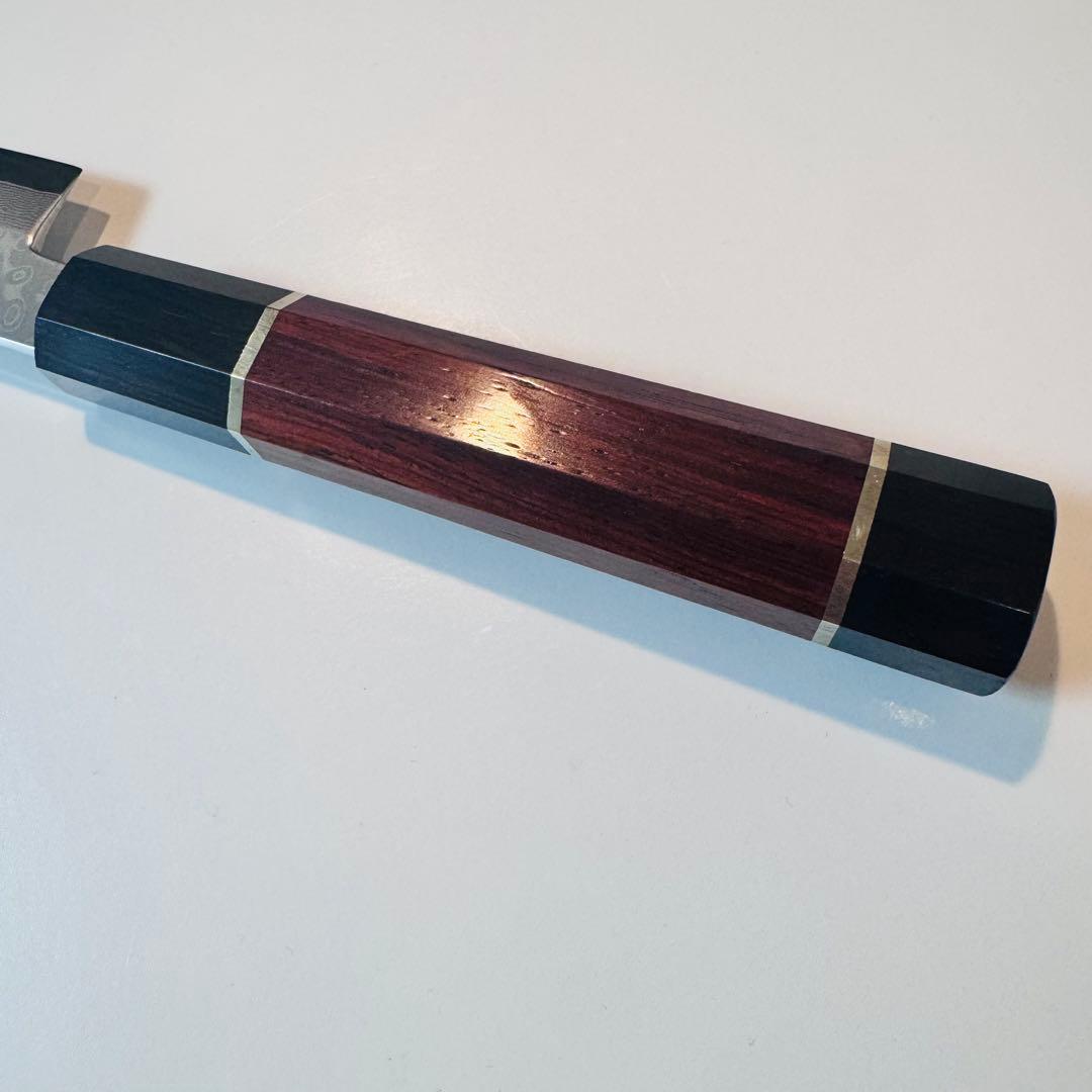 270mm ダマスカス　墨流し　柳刃包丁 天然木八角柄 鏡面仕上げ 刺身用