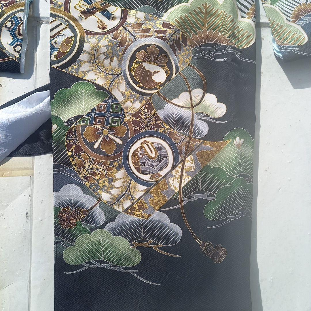 七五三用 黒地 松模様 着物