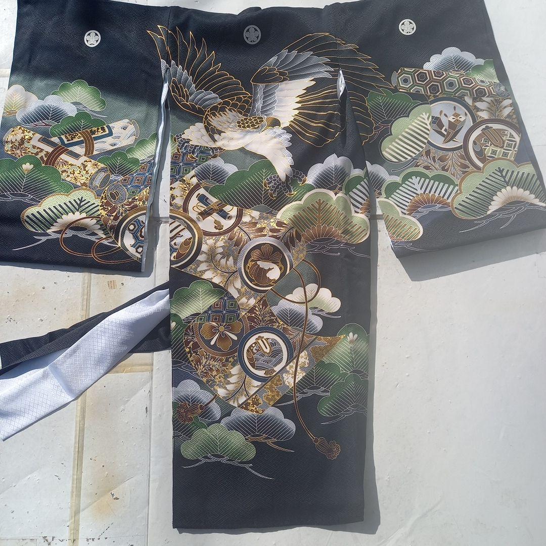 七五三用 黒地 松模様 着物