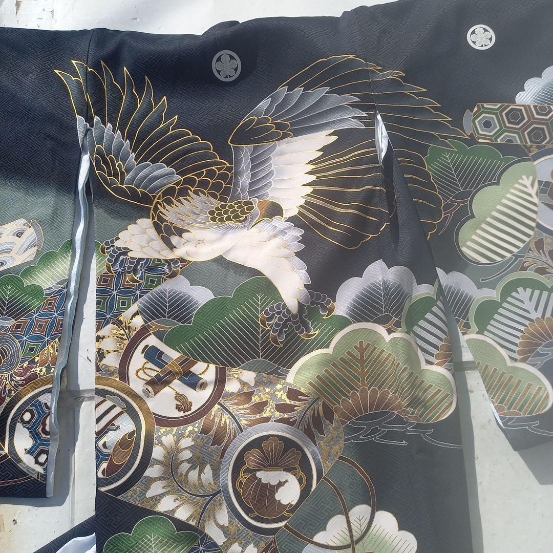 七五三用 黒地 松模様 着物