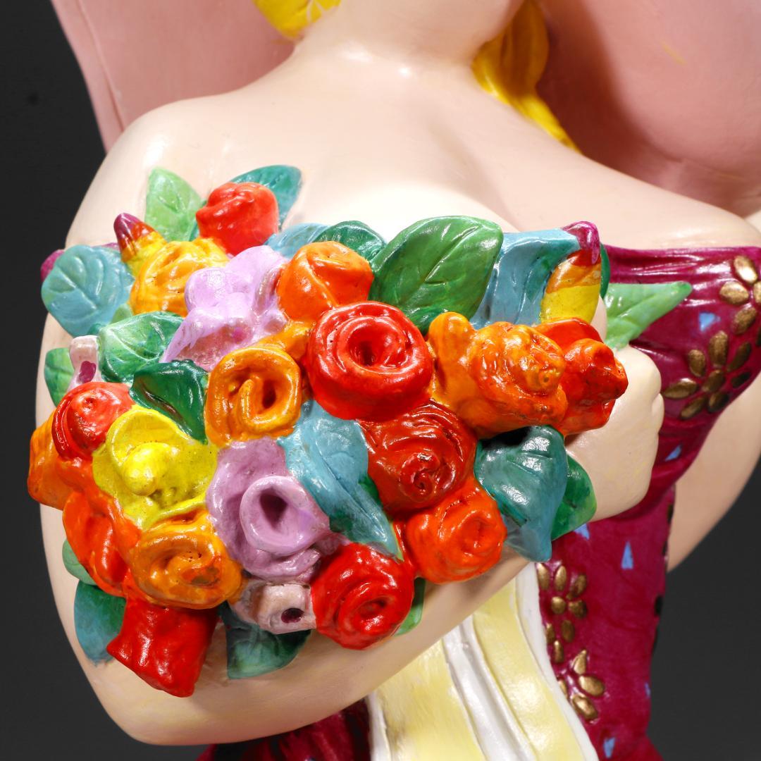 ☆超レア！ヒロ・ヤマガタ ブロンズ彫刻『春風』薔薇の花束とパリ