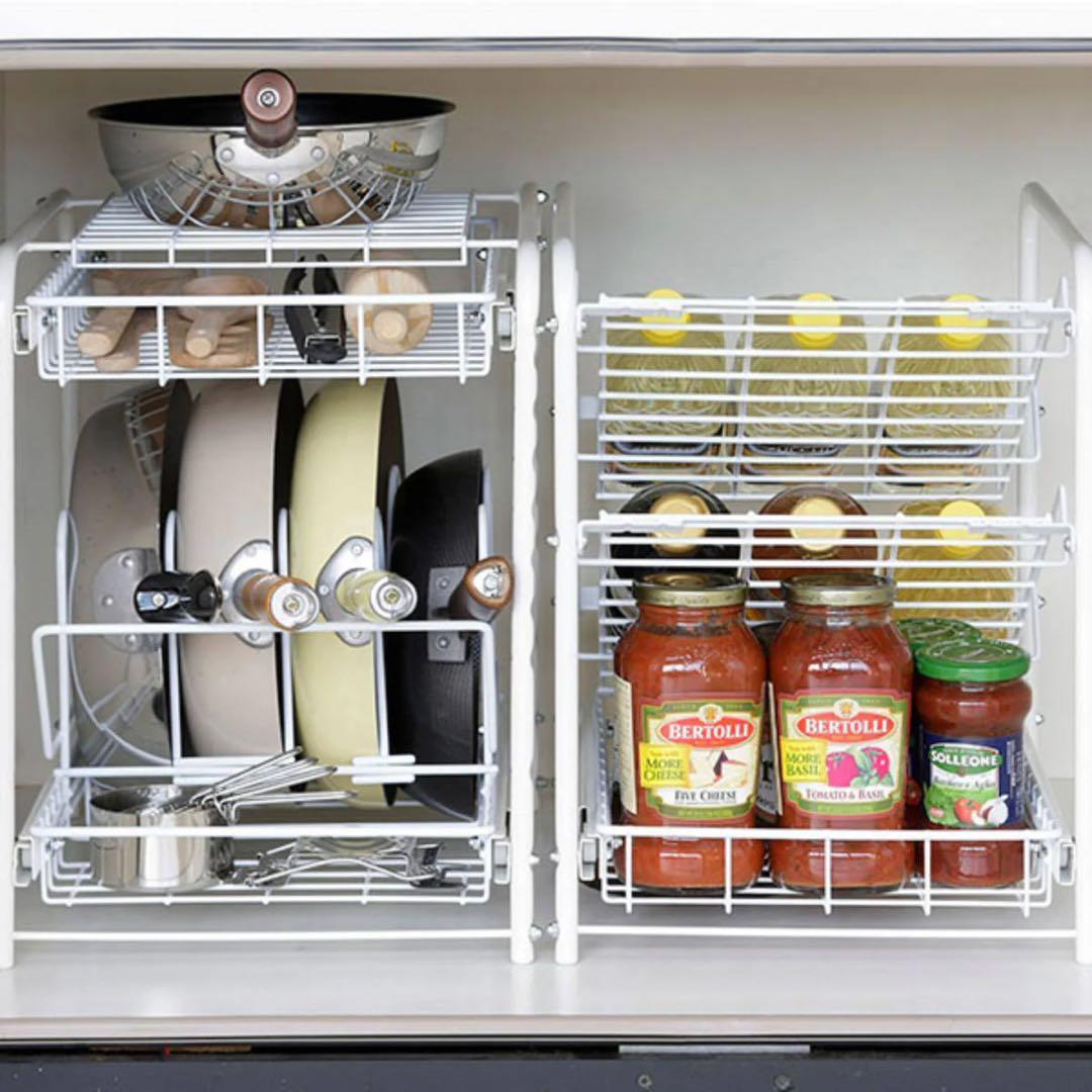 幅約31.5ｃｍ　ボトルラック 燕三条で作る頑丈シンク下スライドラック［日本製］