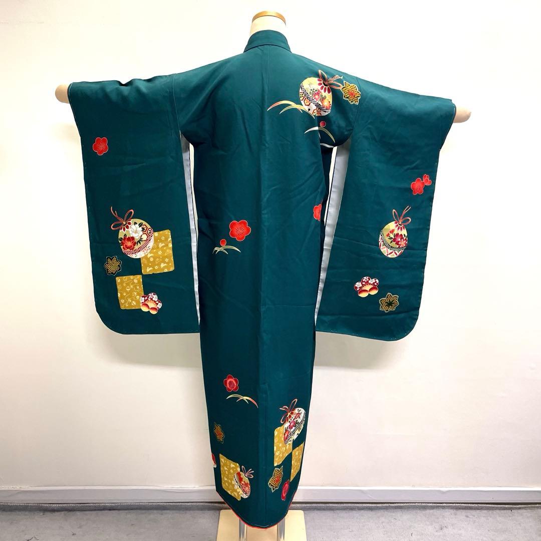 七五三 着物 女の子 7歳 深緑 重ね衿付き 2601-3