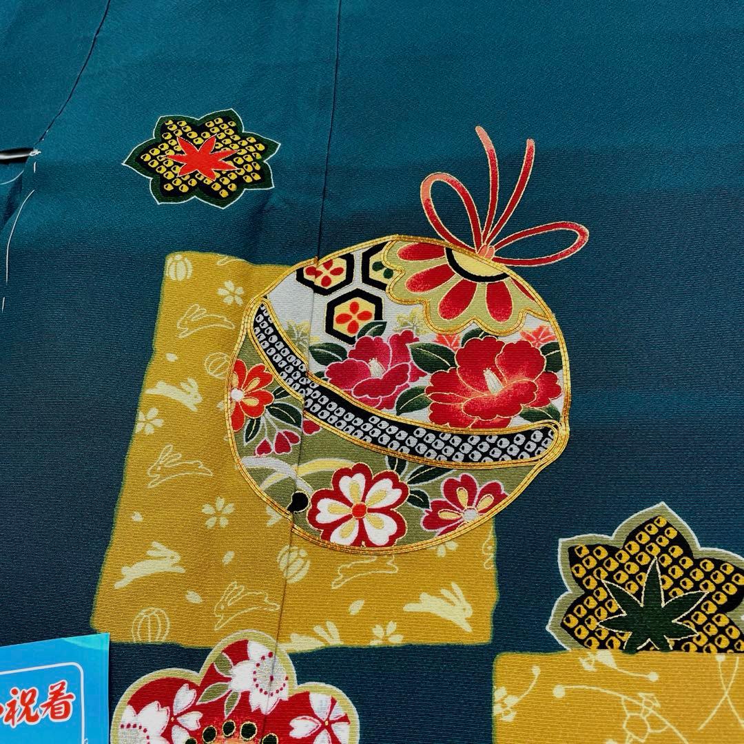 七五三 着物 女の子 7歳 深緑 重ね衿付き 2601-3