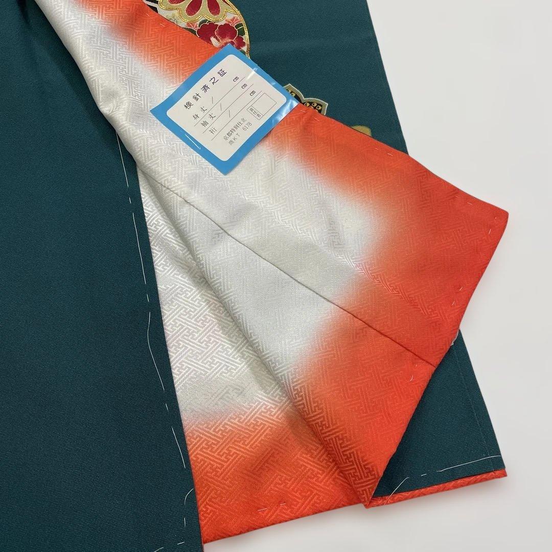 七五三 着物 女の子 7歳 深緑 重ね衿付き 2601-3