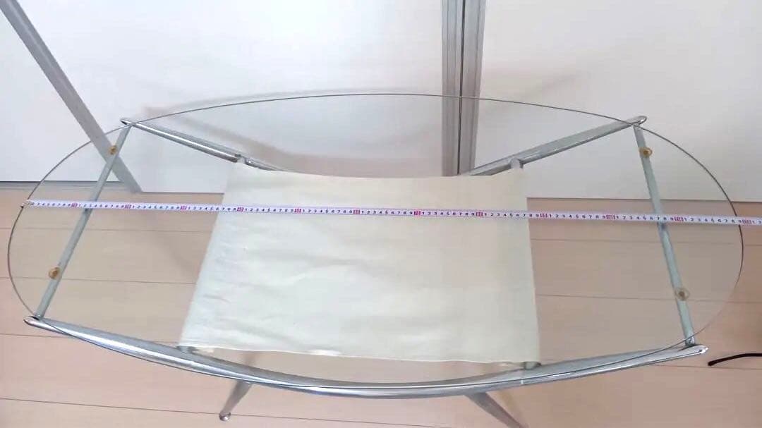 ミッドセンチュリー アイアンフレームセンターテーブル ガラステーブル120cm