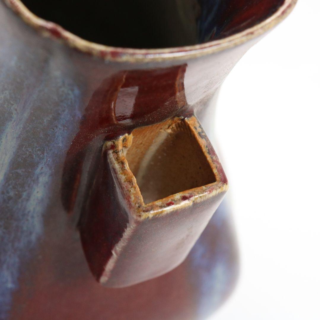 中国 雍正年製款 辰砂釉双耳花瓶 赤釉 M696 - メルカリ