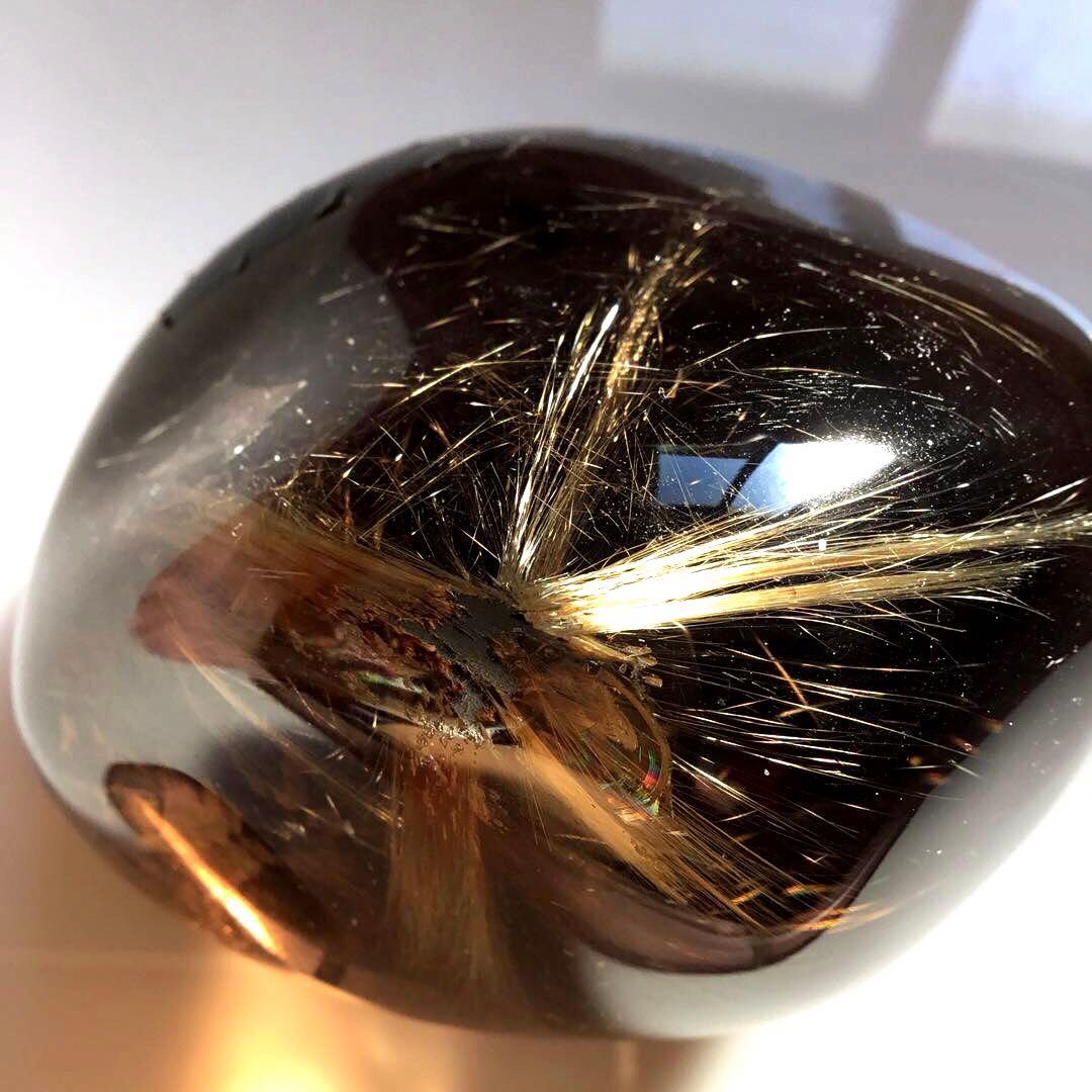 ゴールドルチルクォーツ　置物　スーモーキクォーツ　パワーストーン　1点限定