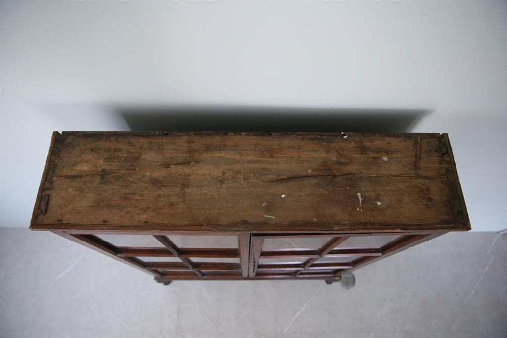 英国アンティーク木製ブックケースキャビネット/本棚/食器棚/飾り棚(92-206