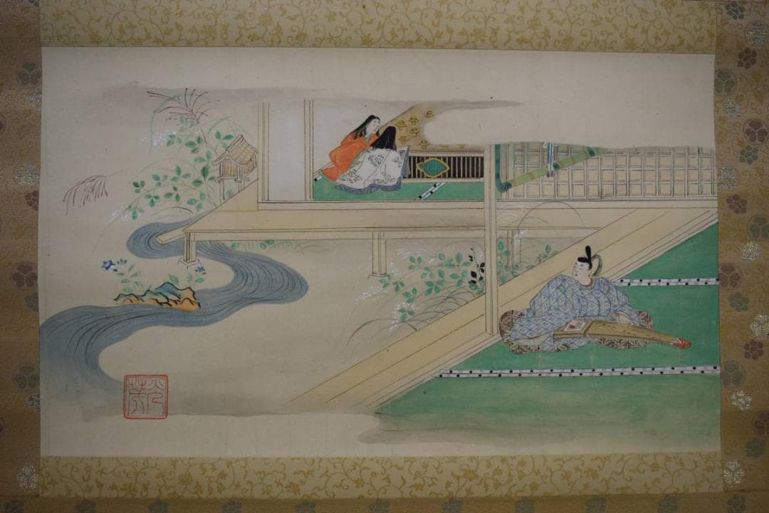 真作/光茂/大和画/布袋屋掛軸HE-531