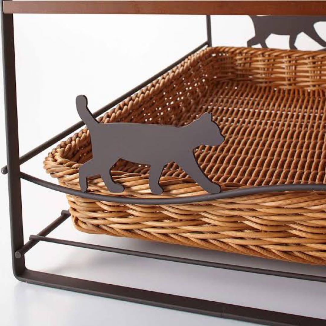 トースターラック ネコ ブラウン 洗えるバスケット付