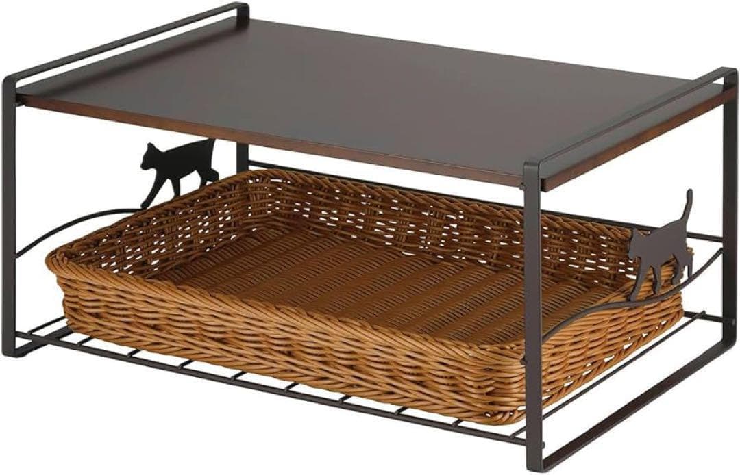 トースターラック ネコ ブラウン 洗えるバスケット付