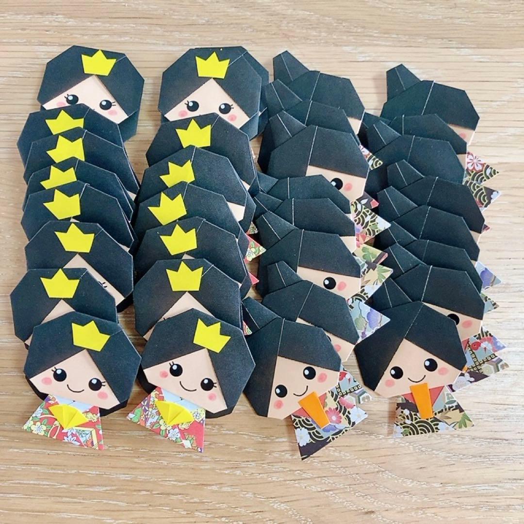 どんちゃんページ(折り紙 桜 2種60枚 雛飾り16セット ハンドメイド)