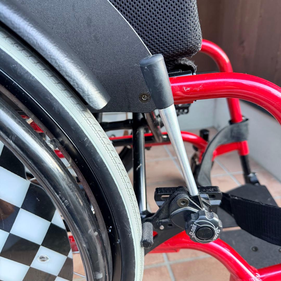 車いす　OX miniNeoジュニア　スクール　赤　チェッカー柄　子供用車椅子