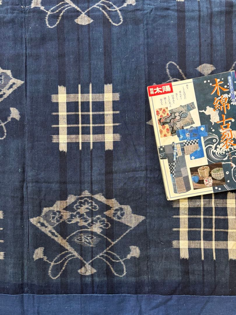 古布/藍染/パッチワーク/絣/木綿/タペストリー