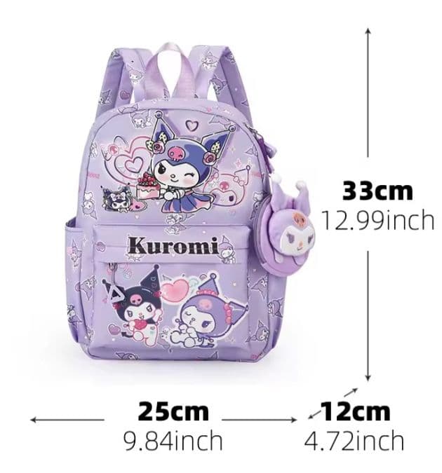 新品未開封】クロミちゃん♡ リュック 薄紫33cm ぬいぐるみポーチ付き1