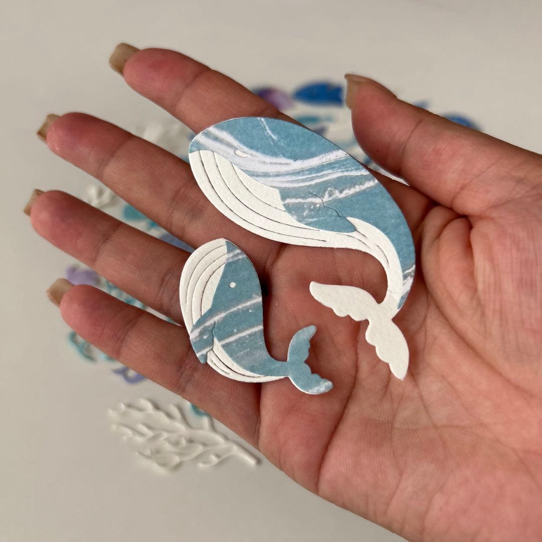 海の生き物 ペーパークラフト アルバム素材 色紙素材 ダイカット くじら