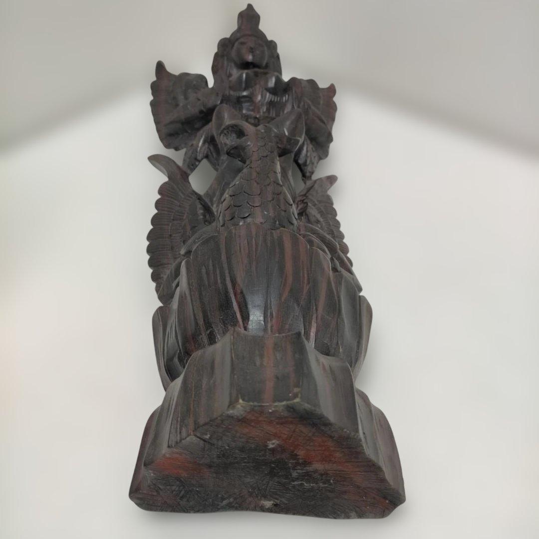 翼のある女神像 木彫り 置物 彫刻像 オブジェ アジアン 260115-3T