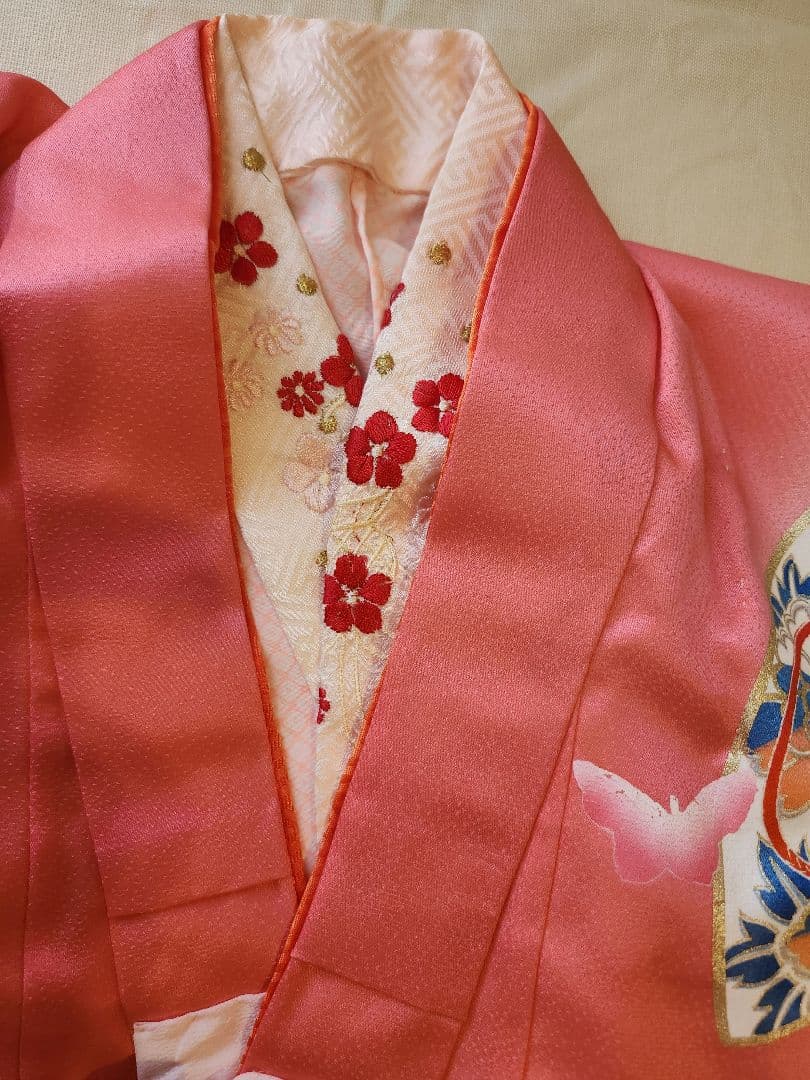 七五三 5歳 7歳 女の子 子供 アンティーク 着物 帯　つまみ細工髪飾りセット