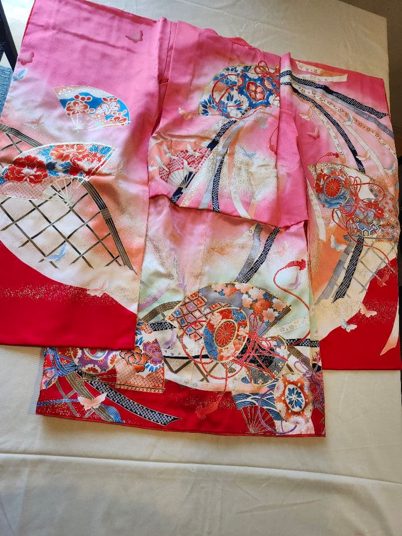 七五三 5歳 7歳 女の子 子供 アンティーク 着物 帯　つまみ細工髪飾りセット