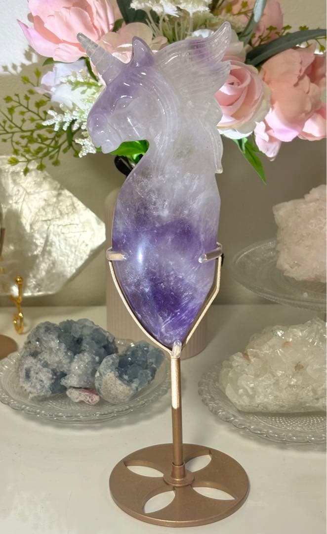 高品質　BIGサイズ　ファントムアメジスト　ユニコーンワンド　スタンド付き