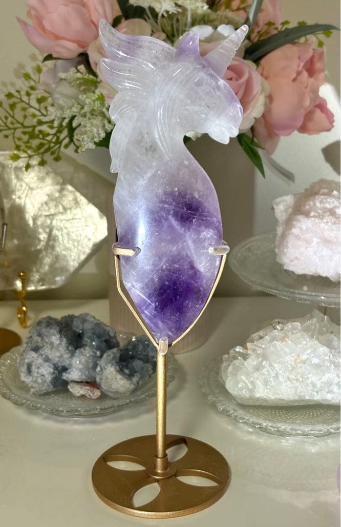高品質　BIGサイズ　ファントムアメジスト　ユニコーンワンド　スタンド付き